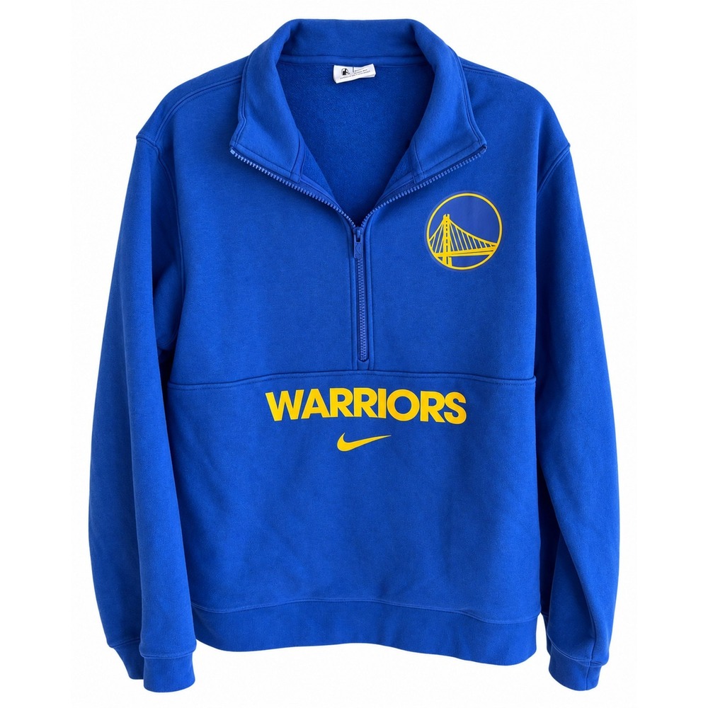 Nike Golden State Warriors Half-Zip Fleece Sweatshirt Blue Yellow Men's M